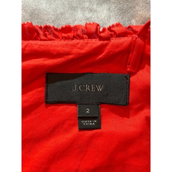 J.Crew Women's Red Eyelet Ruffle Hem Spaghetti Strap Fit & Flared Dress Size 2 - Picture 4 of 8